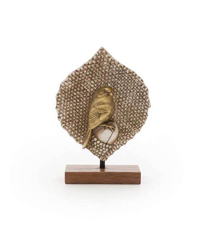 AKDC Polyresin Golden Bird Figurine – Luxury Metallic Finish Home Décor 21 cm