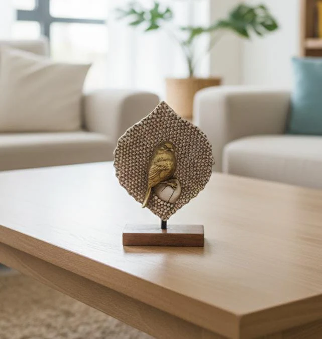 AKDC Polyresin Golden Bird Figurine – Luxury Metallic Finish Home Décor 21 cm - Image 2