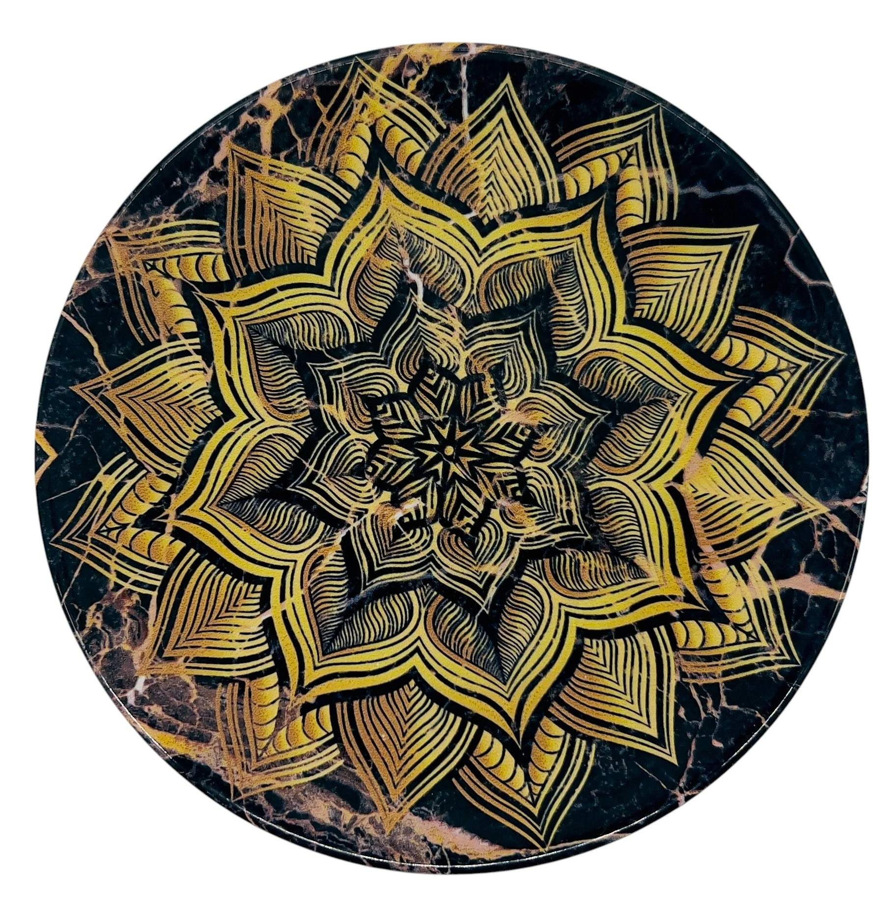 AKDC Porcelain Dessert Plate 20cm, Black and Gold Florel Design