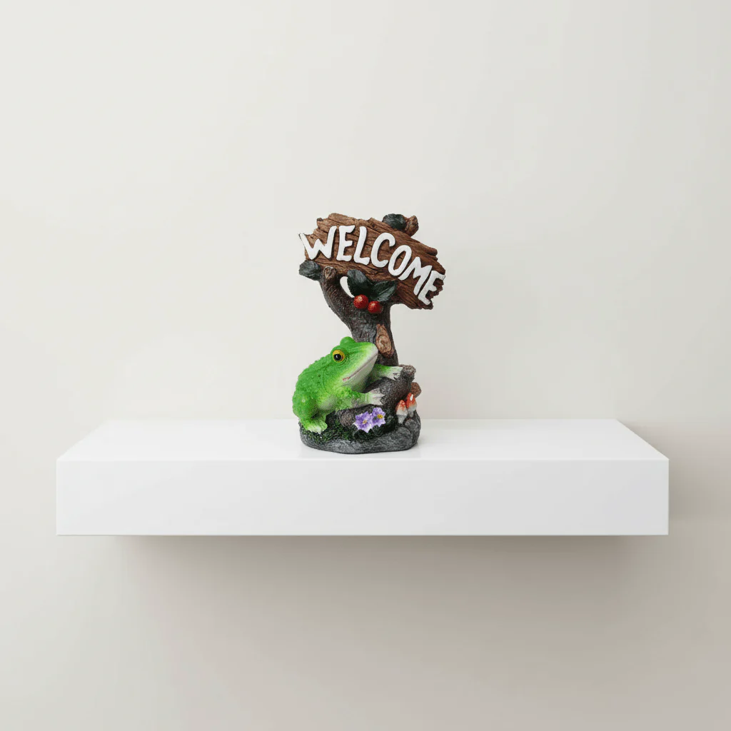 AKDC Polyresin Frog with Welcome Board Showpiece – Whimsical Decorative Accent for Home Entrance & Garden, 26 cm - Image 2