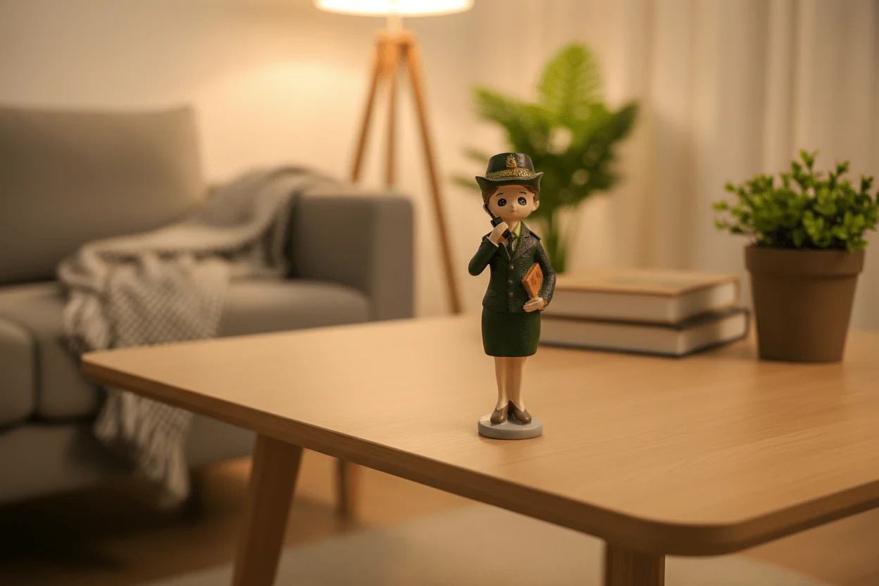 AKDC Polyresin Girl Police Figurine – Uniform-Themed Artistic Showpiece for Modern Home & Office Décor, Green, 20 cm - Image 2