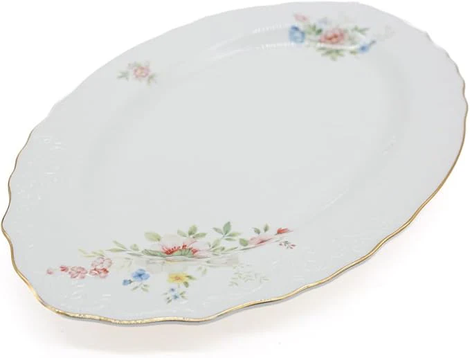 AKDC Porcelain Oval Plate 14 Gold Rim Multicolor - Image 3