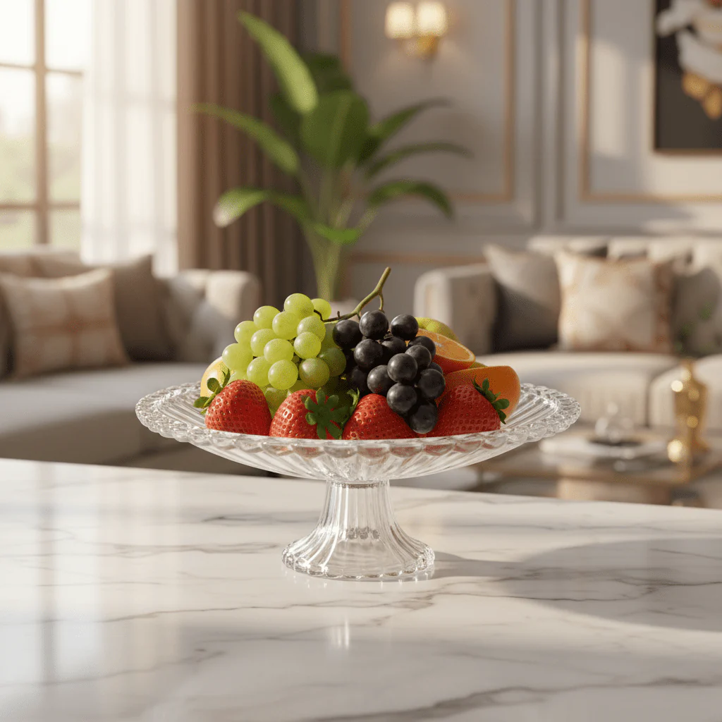 AKDC Premium Acrylic Footed Fruit Display Tray, Rectangular Serving Platter for Home & Events – 31 × 12 cm - Image 2