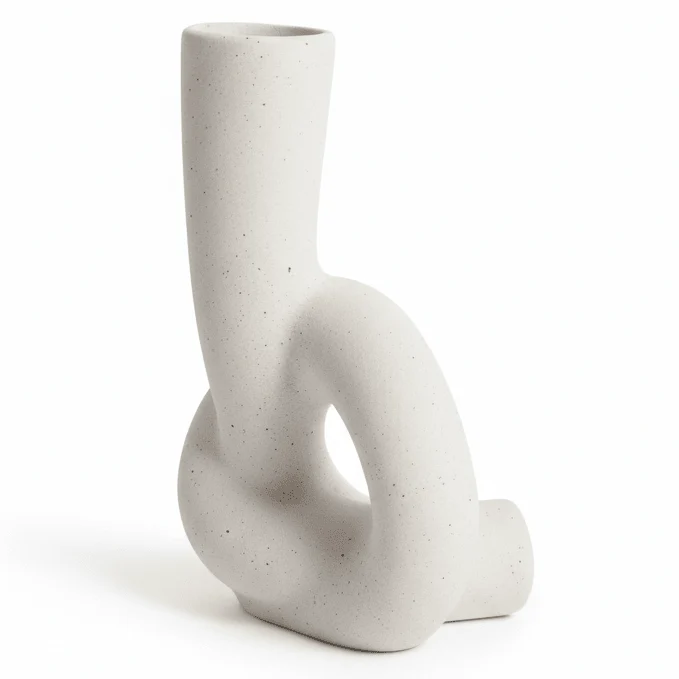 AKDC Premium Artistic Ceramic Home Décor Vase – Elegant White Unique Shape Statement Piece, 17 × 10 cm - Image 2