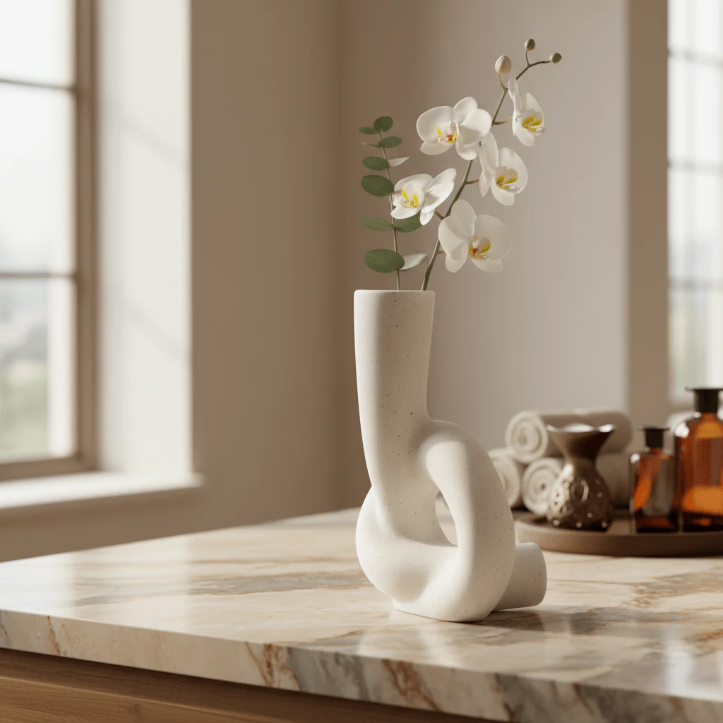 AKDC Premium Artistic Ceramic Home Décor Vase – Elegant White Unique Shape Statement Piece, 17 × 10 cm - Image 4