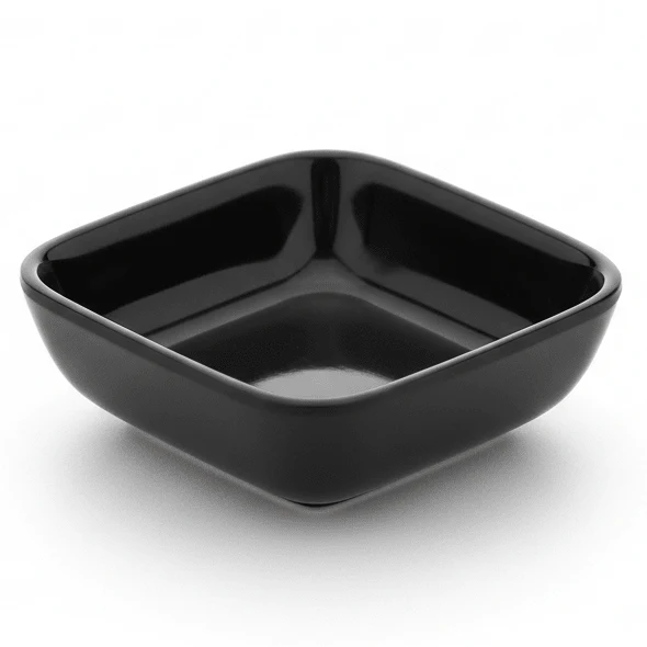 AKDC Premium Black Melamine Square Sauce Serving Bowl 7×7 cm Compact Durable Tableware