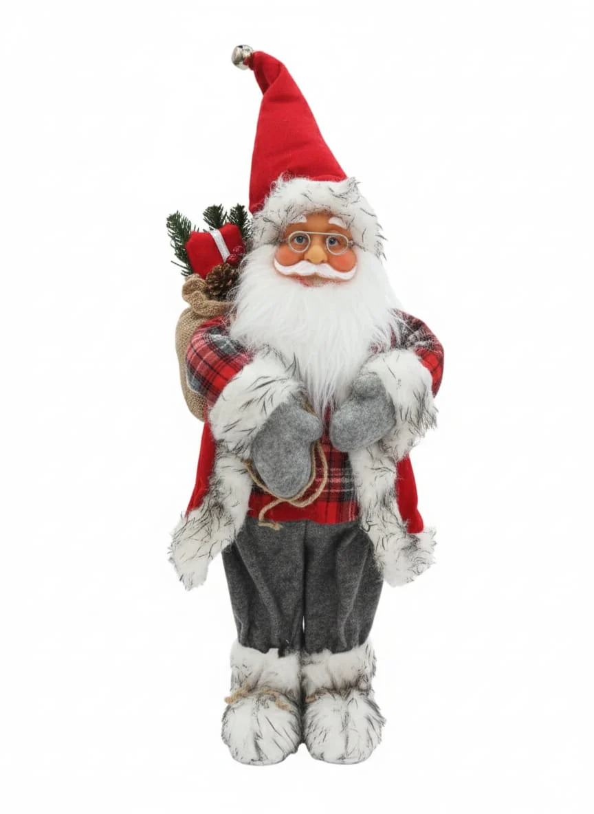 AKDC Premium Christmas Standing Santa Figurine in Classic Red & White Dress – 58 cm , Cloth With Vinyl Material