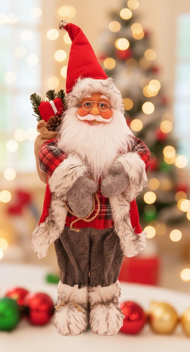 AKDC Premium Christmas Standing Santa Figurine in Classic Red & White Dress – 58 cm , Cloth With Vinyl Material - Image 2