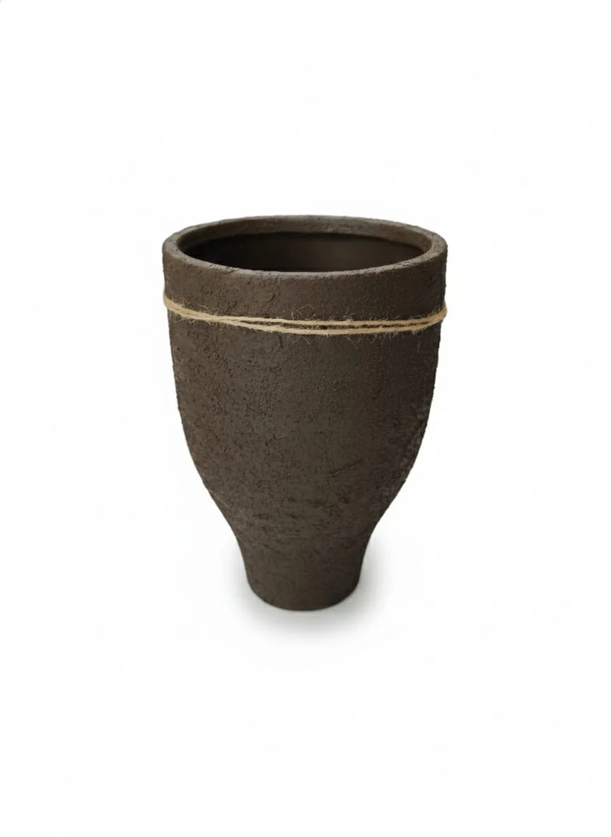 AKDC Premium Clay Plant Pot – Brown Earth Shade – 23×16 cm – Sculpted Unique Shape