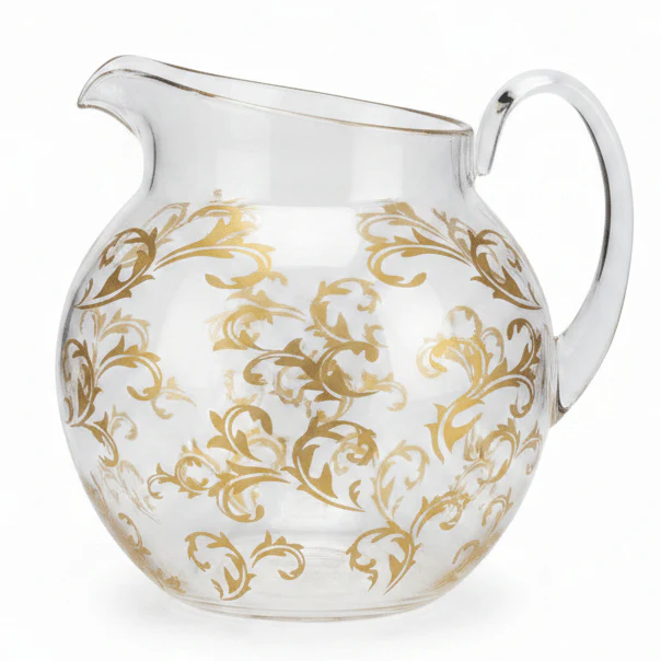 AKDC Premium Clear Acrylic Jug with Gold Accent Design Stylish Serving Pitcher for Water Juice and Beverages 18 × 14.5 cm