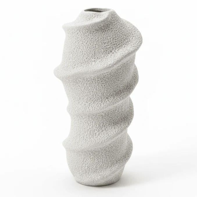 AKDC Premium Contemporary Ceramic Decorative Vase – Glossy White Finish with Artistic Abstract Shape for Living Room Décor, 30 × 12 cm