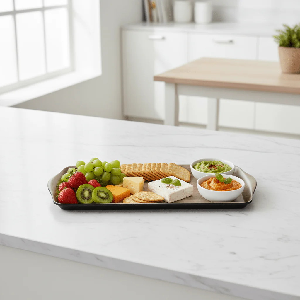 AKDC Premium Driftwood Grey Rectangular Melamine Serving Tray Durable 15 Inch - Image 3