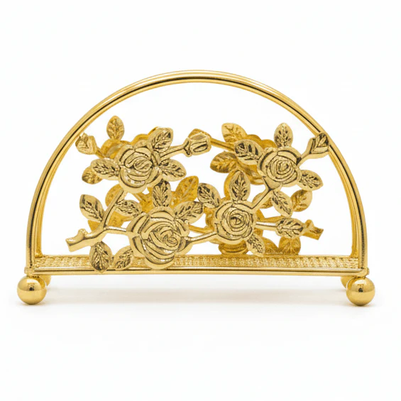 AKDC Premium Gold Napkin Holder with Elegant Finish for Home and Restaurant Use – 15×7 cm