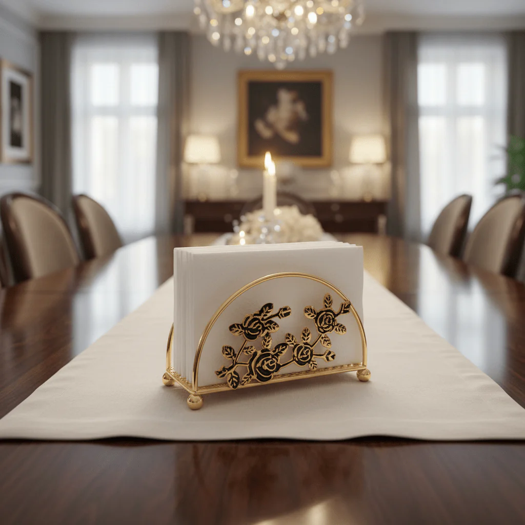 AKDC Premium Gold Napkin Holder with Elegant Finish for Home and Restaurant Use – 15×7 cm - Image 2
