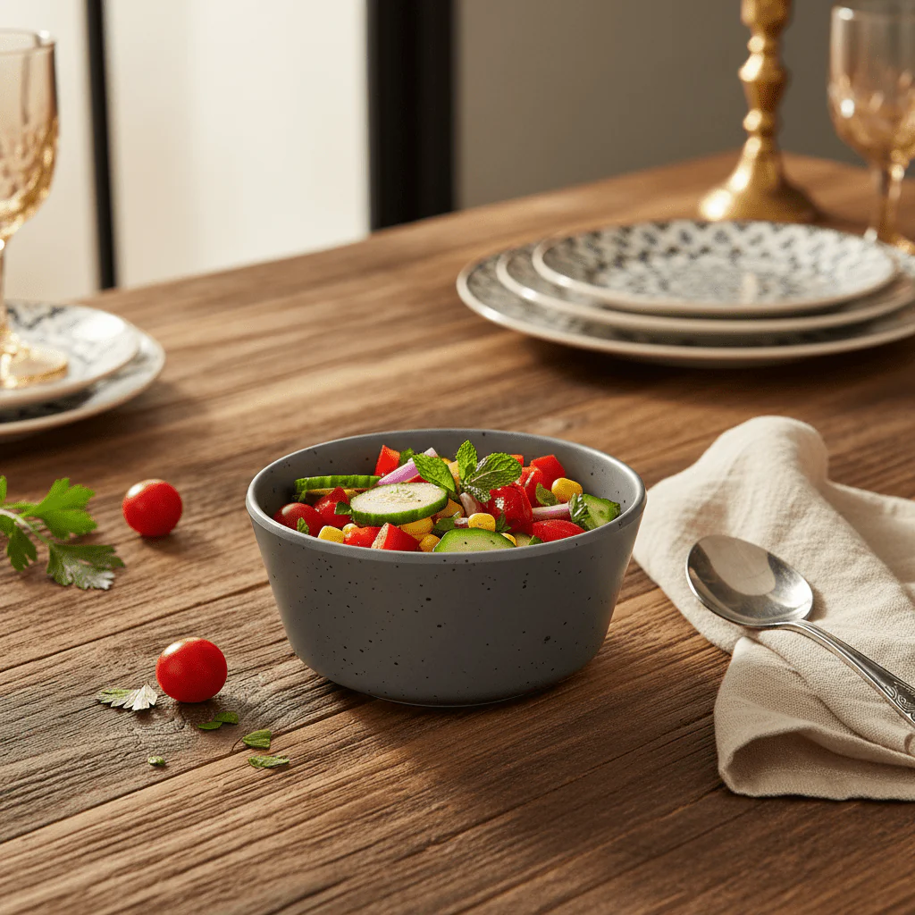 AKDC Premium Gray Elegant Melamine Vegetable Serving Bowl 4 Inch Modern Serving Dish - Image 2