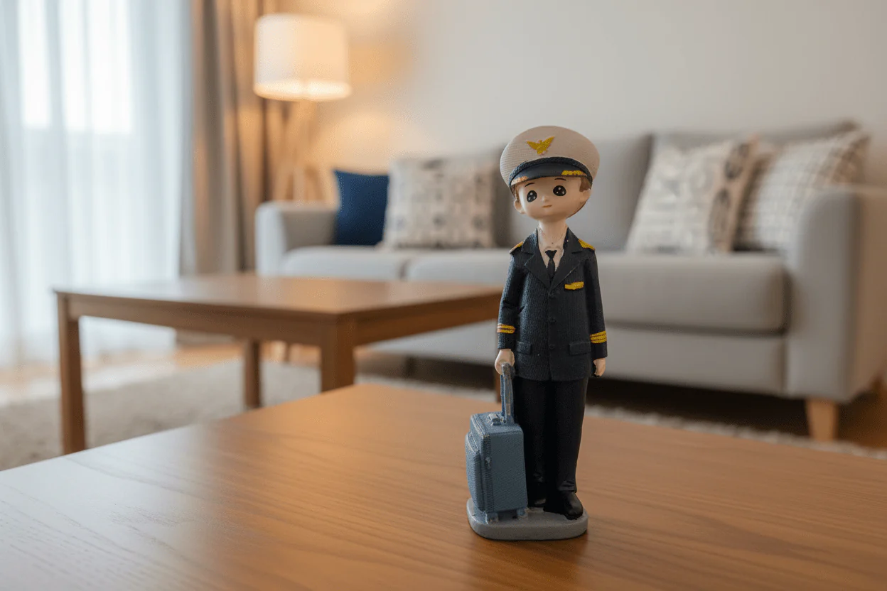 AKDC Premium Polyresin Boy Pilot Figurine – Aviation-Inspired Decorative Sculpture for Desk & Shelf Display, Grey, 20 cm - Image 2