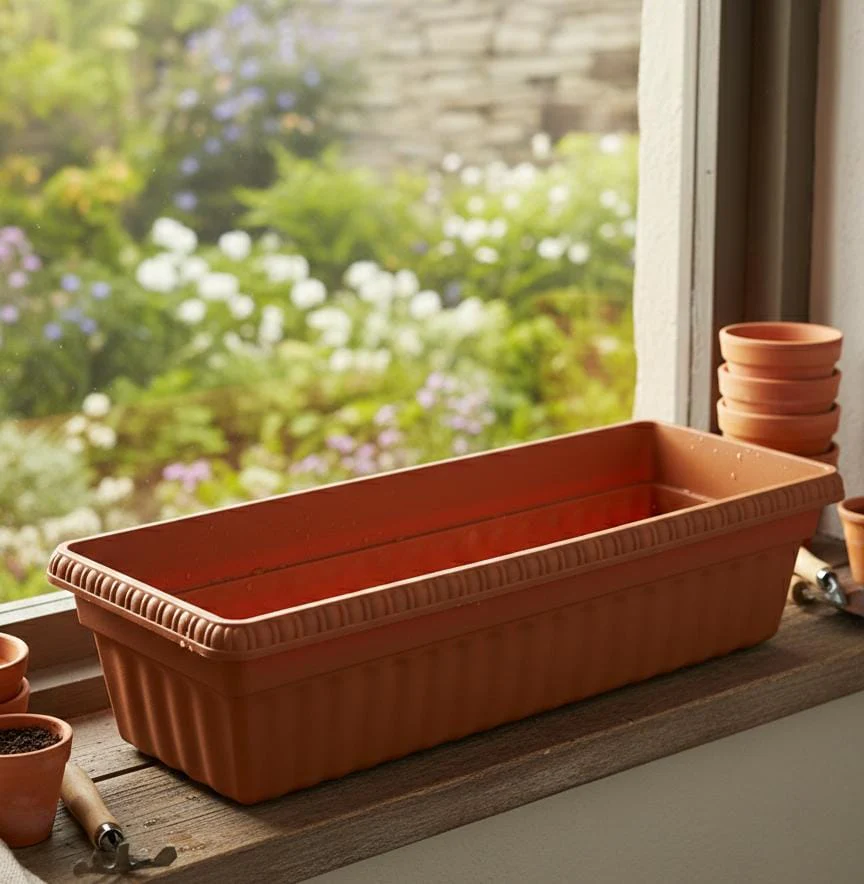 AKDC Premium Sand Color Large Plastic Plant Pot – Rectangular Deep Planter – 63×16×20 cm - Image 2