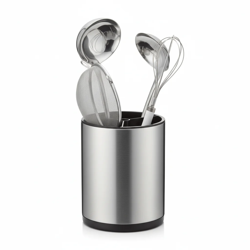 AKDC Premium Stainless Steel Kitchen Utensil Holder for Spoons, Spatulas & Tools – Tall, Stable & Rust-Resistant Design (160×203 mm)