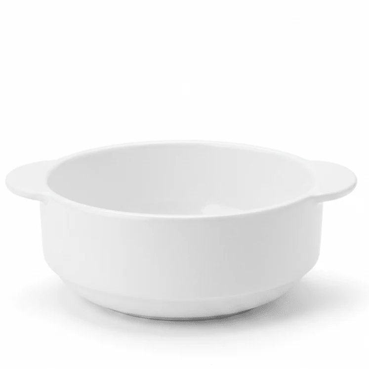 AKDC Premium White Elegant Melamine Soup Bowl with Handle 4.25 Inch Easy Grip Design