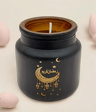 AKDCÂ Ramadan Kareem Printed Natural Soy Wax Scented Jar Candle 7x7cm