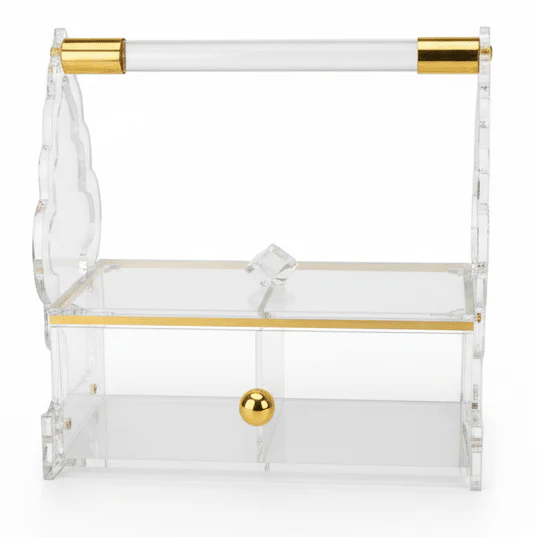 AKDC Rectangular Acrylic 2 Section Candy Box Practical Storage Container for Sweets and Nuts 24 x 12 cm
