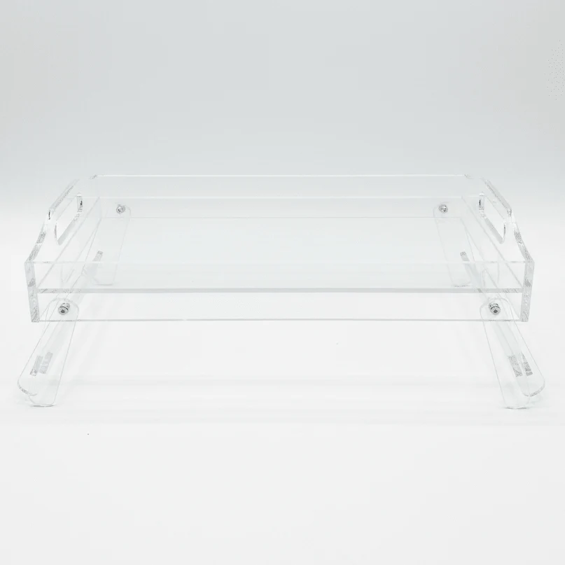 AKDC Rectangular Acrylic Foldable Footed Serving Tray with Stable Base Ideal for Serving Drinks and Snacks 37x23 cm