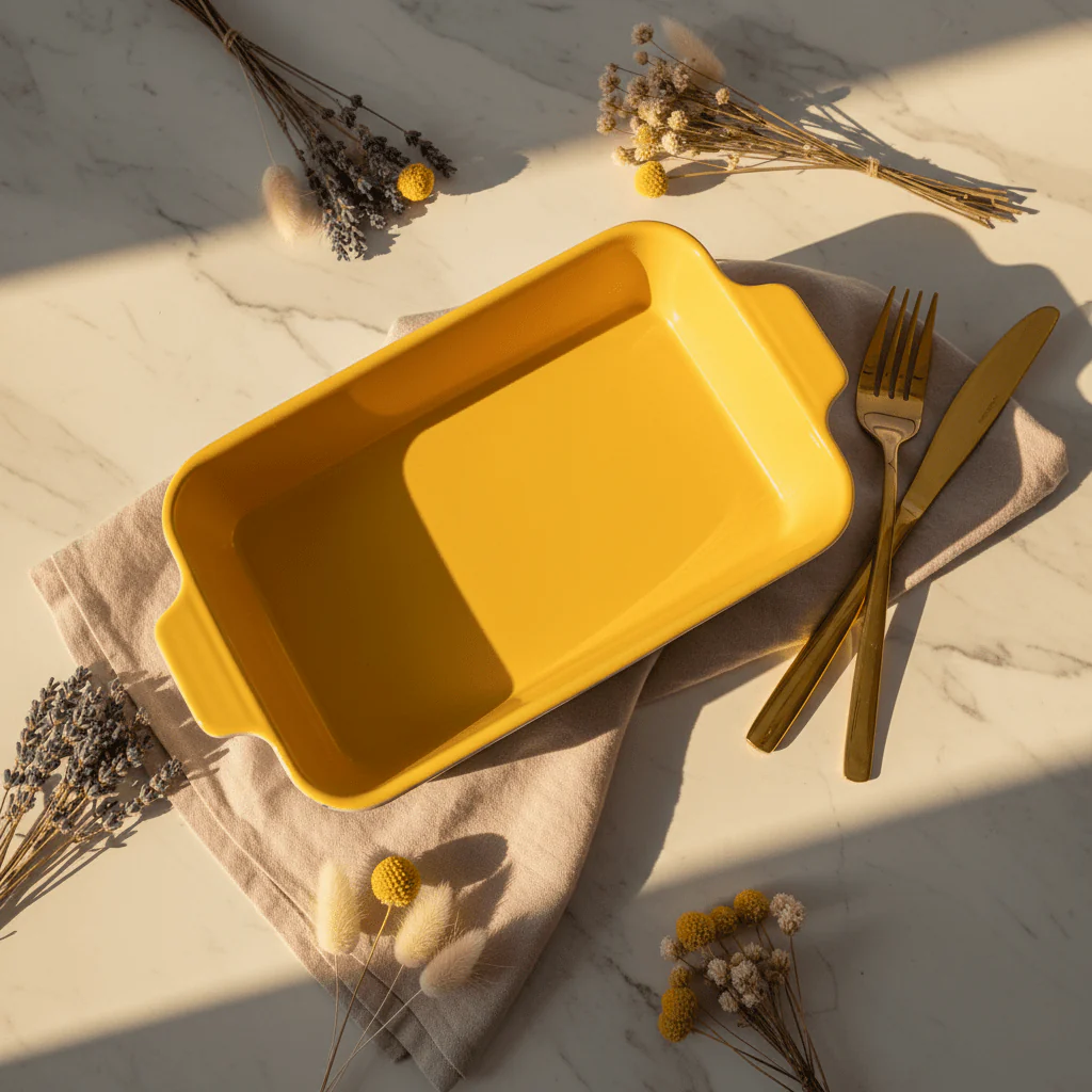Rectangular Ceramic Baking Dish with Floral Handle Design In Assorted Colours – Stylish Oven-to-Serve Dish (26×18 cm) - Image 4