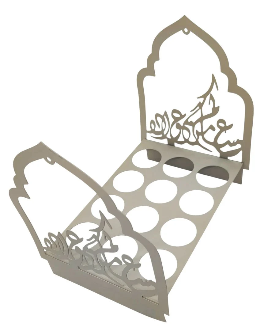 AKDC Rectangular Metal Cawa Cup Holder (12 Cup Holding) 30cm*20cm, Beige - Image 2