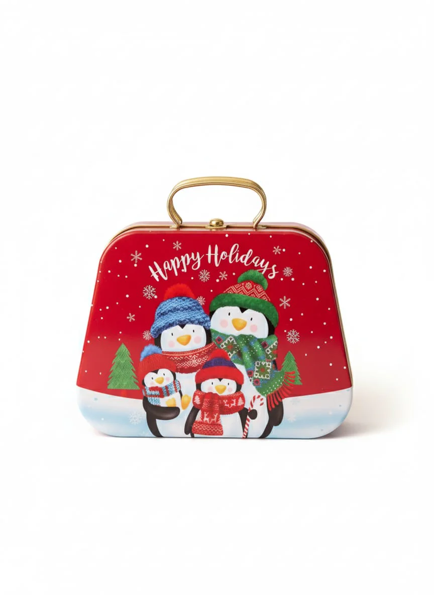 AKDC Red Metal Xmas Gift Box 20×15 cm – Bag Shape Holiday Gift Container - Image 3