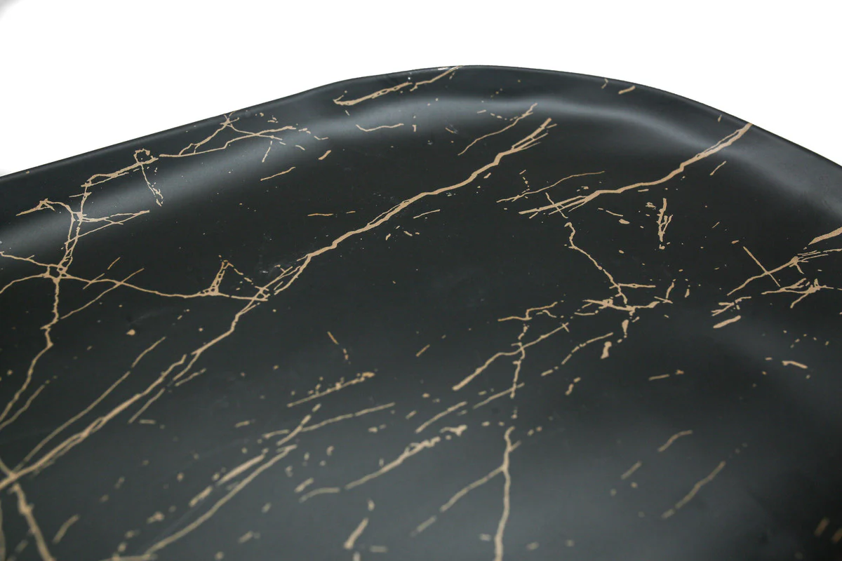 AKDC-Rk Melamine Oval Platter Rkm029 Black and Golden Strips - Image 3