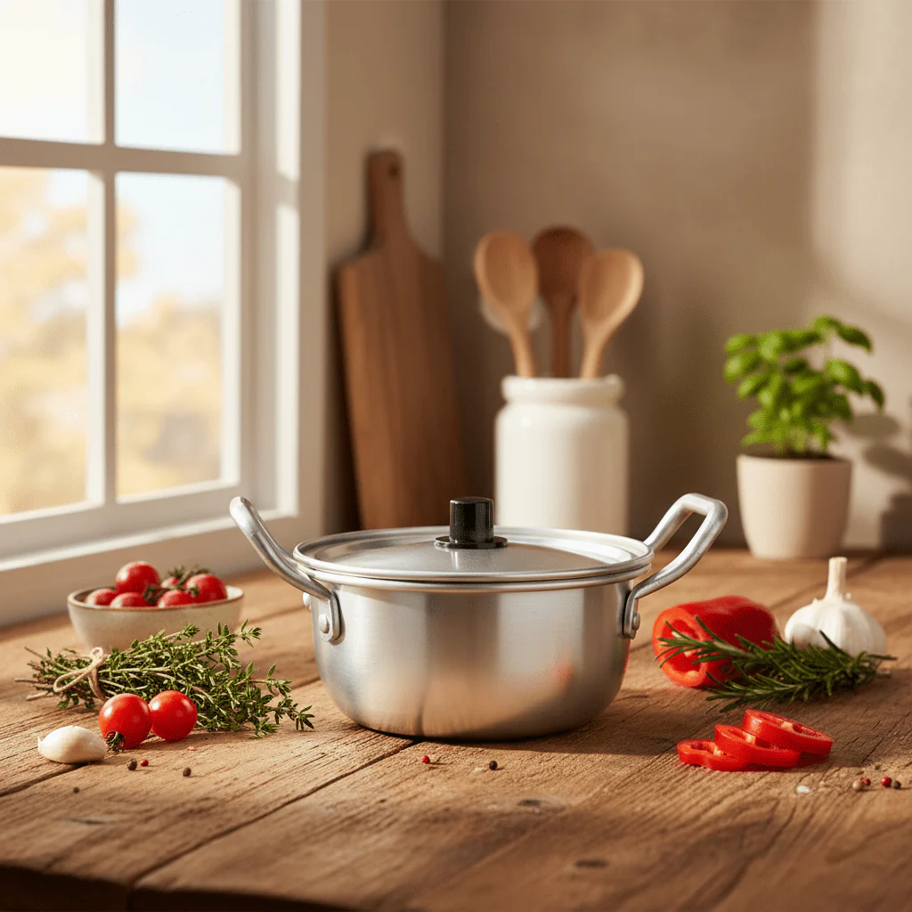AKDC Round Aluminium Pot with Lid 14cm - Image 2