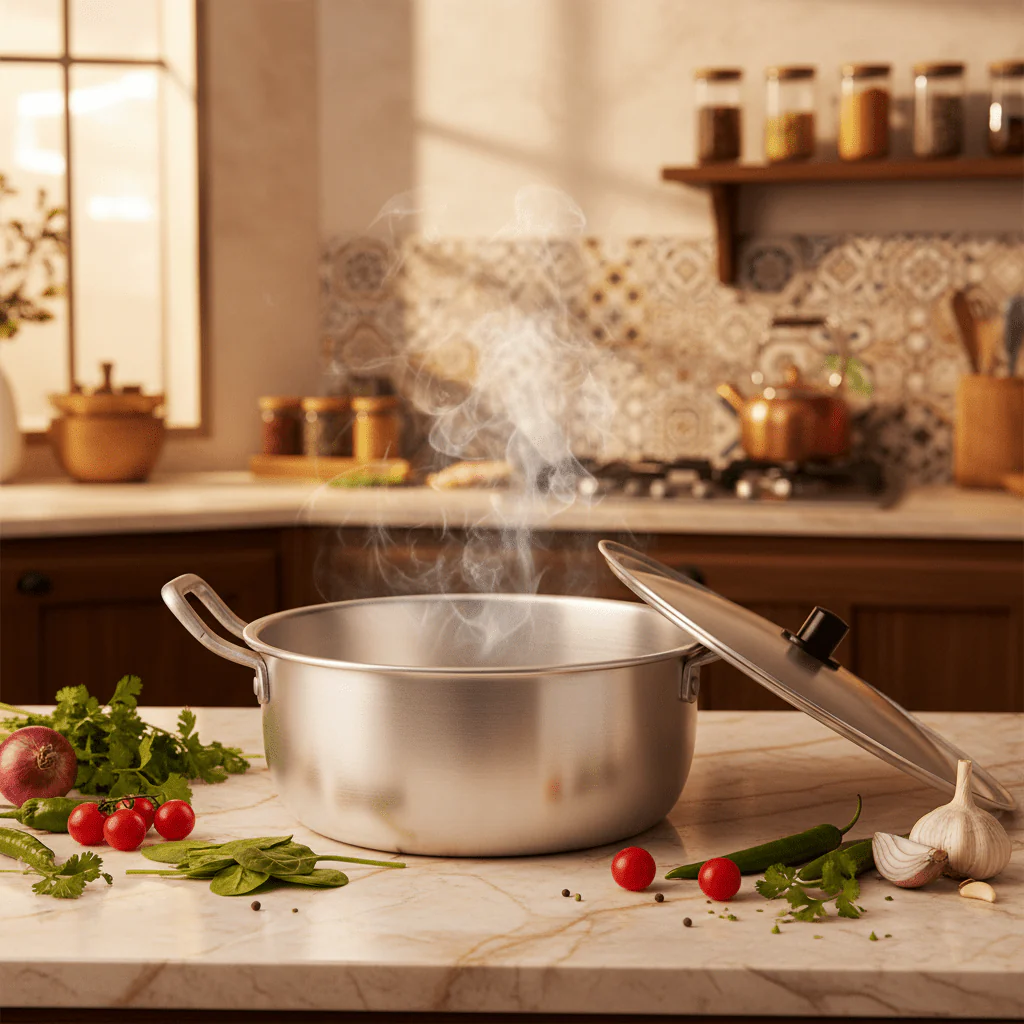 AKDC Round Aluminium Pot with Lid 20cm - Image 2