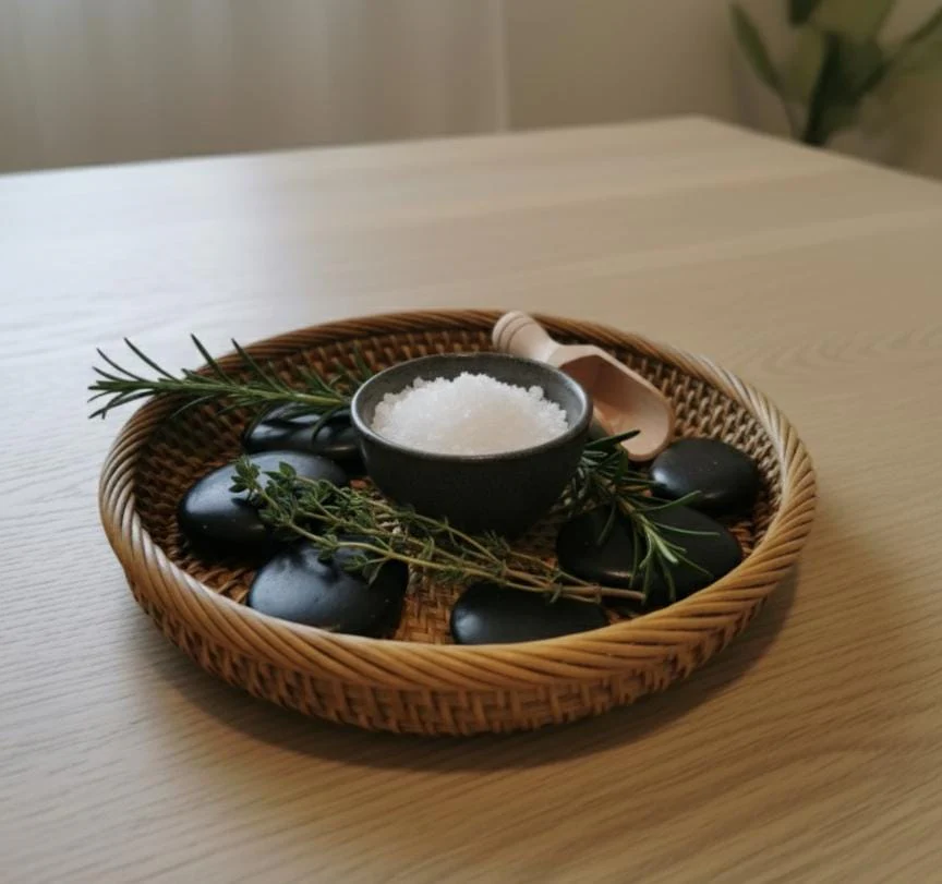 AKDC Round Bamboo Tray 20 cm – Small Handcrafted Eco Serving Tray - Image 2