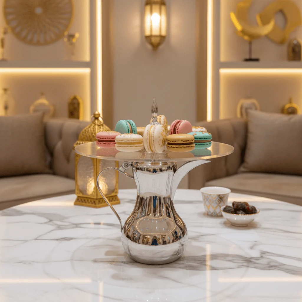 AKDC Round Cake Stand with Traditional Dallah Base – Premium Dessert Display Stand for Cakes & Pastries – 30x25 cm - Image 2
