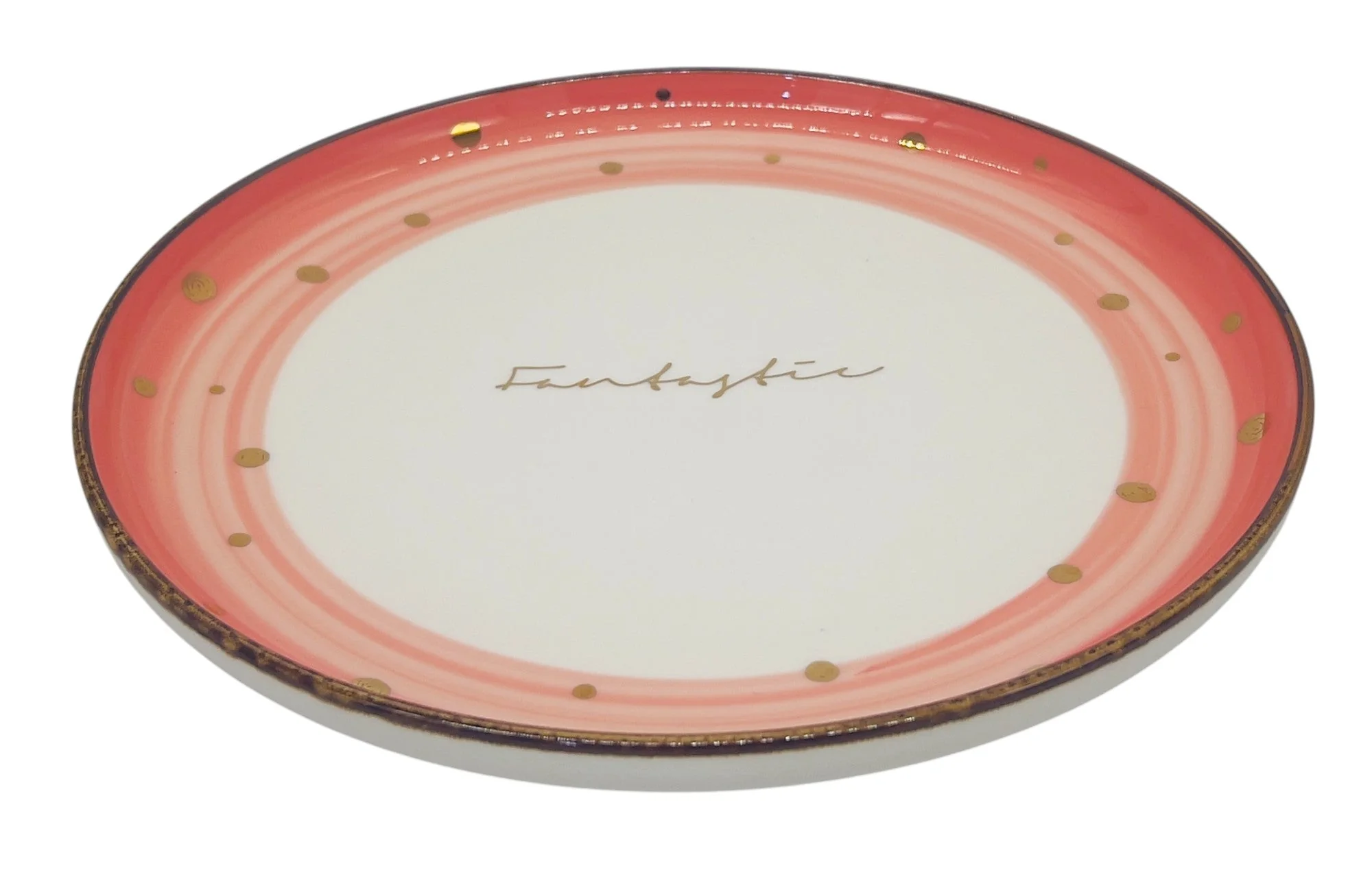 AKDC Round Ceramic Dinner Plate 25cm, Pink and Gold - Image 2