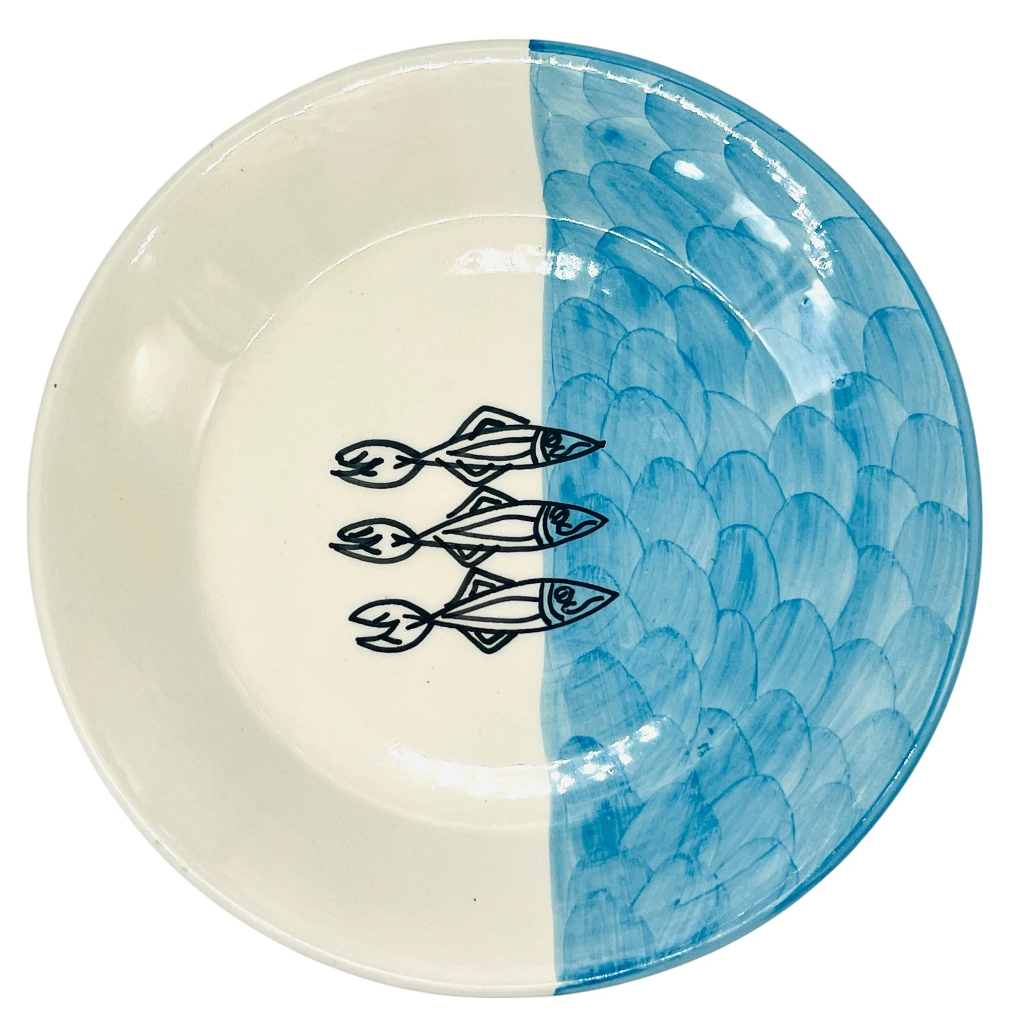AKDC Round Ceramic Plate 20.5cm*3cm, Sardine Blue