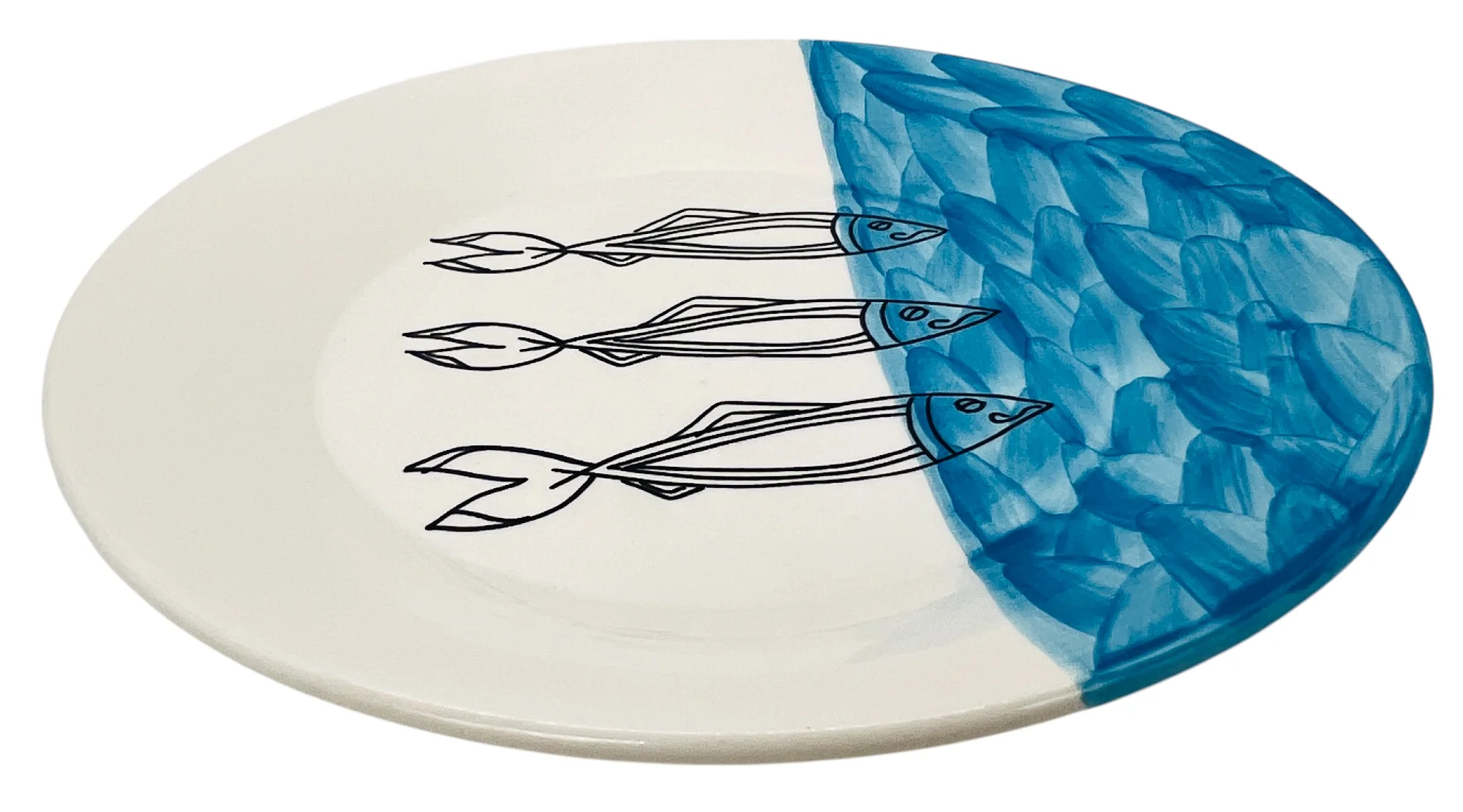 AKDC Round Ceramic Plate 24cm*3.5cm, Sardine Blue - Image 2