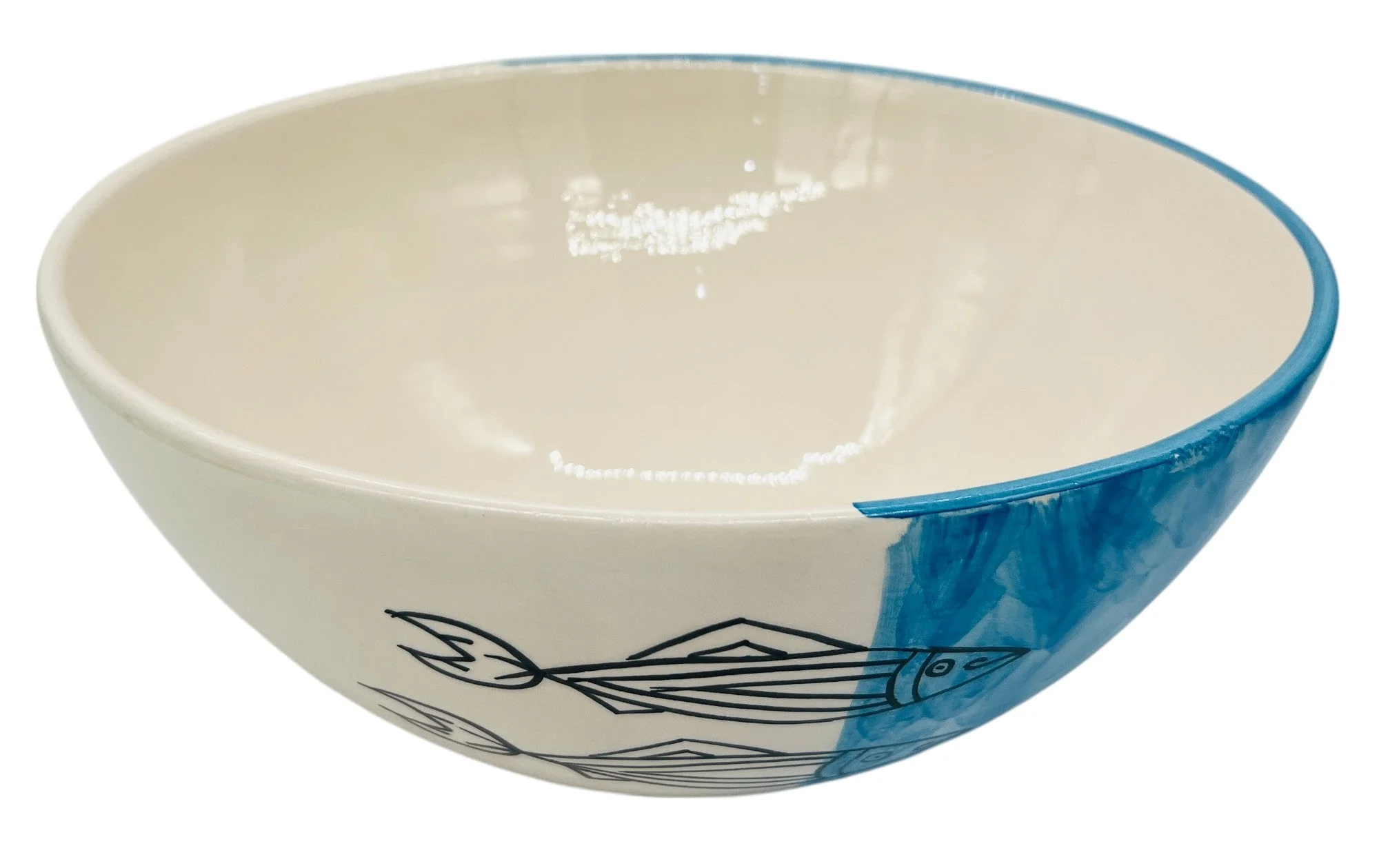 AKDC Round Ceramic Salad Bowl 30cm*14cm, Sardine Blue