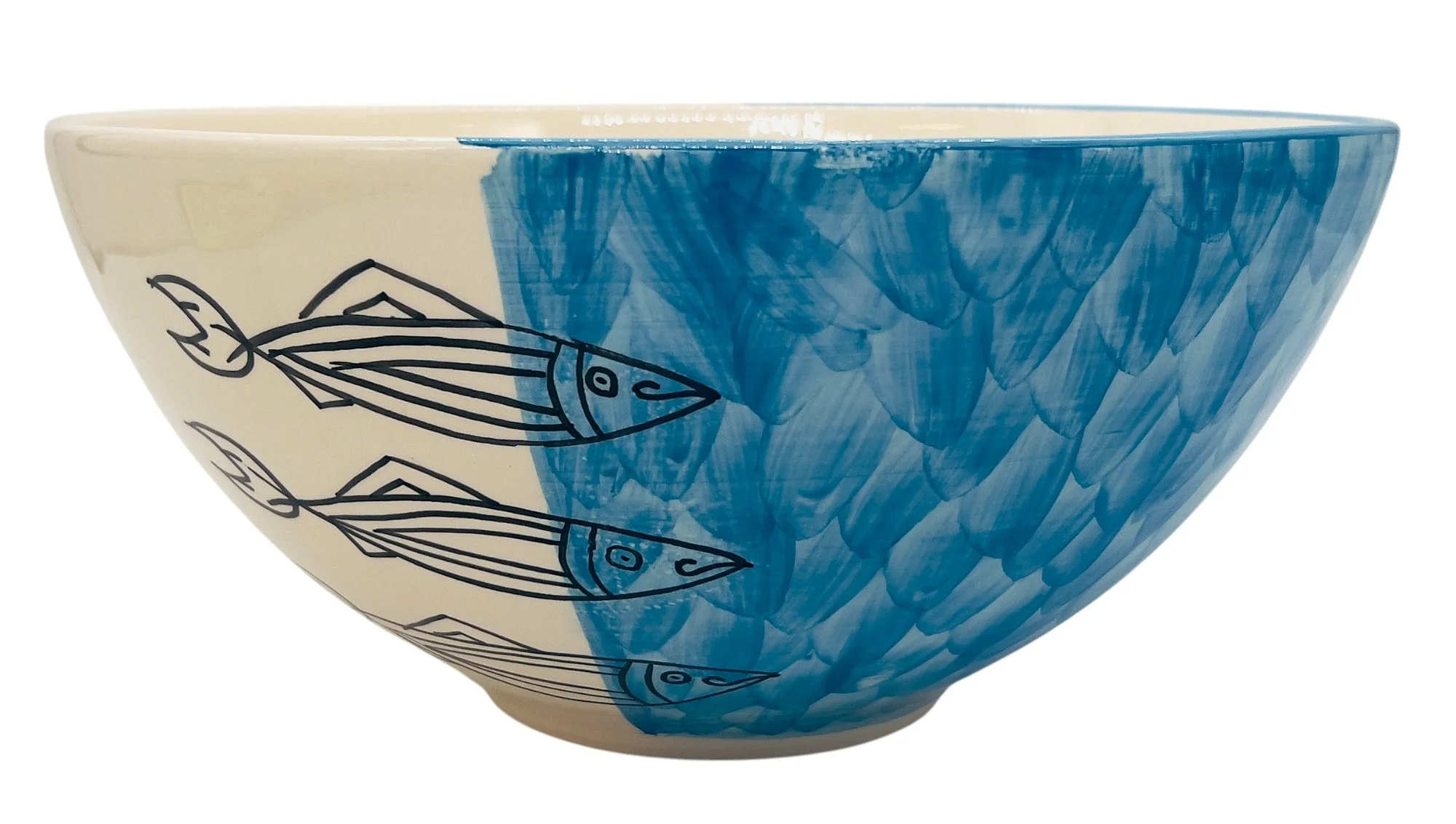 AKDC Round Ceramic Salad Bowl 30cm*14cm, Sardine Blue - Image 2