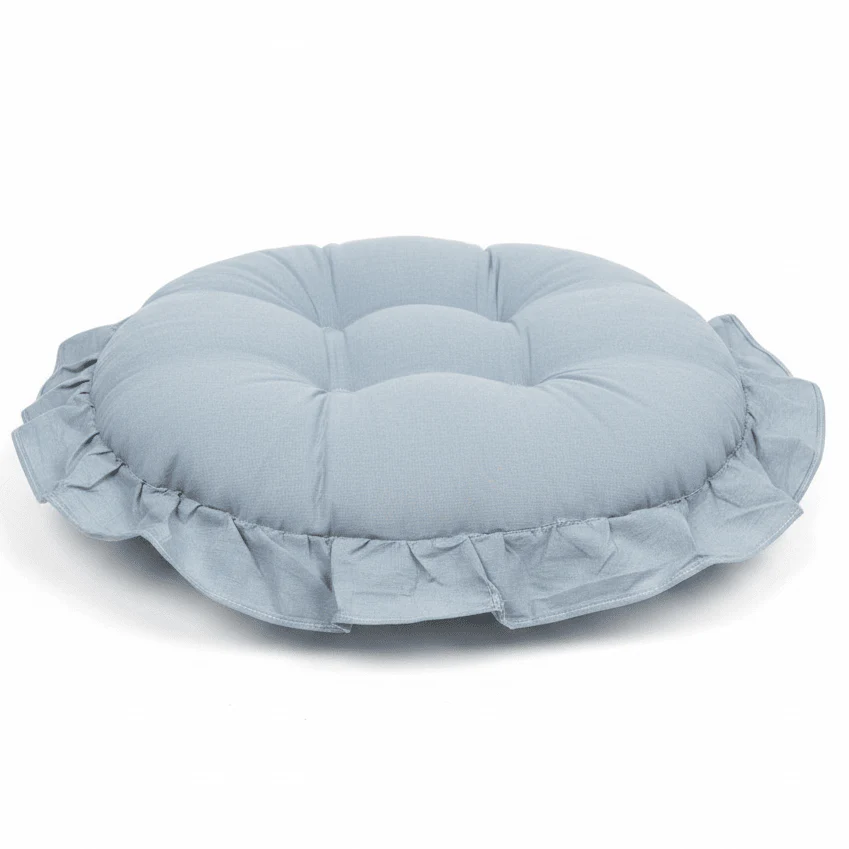 AKDC Round Cotton Linen Blend Light Blue Seat Cushion Comfortable Breathable Chair Pad for Everyday Use 35 cm