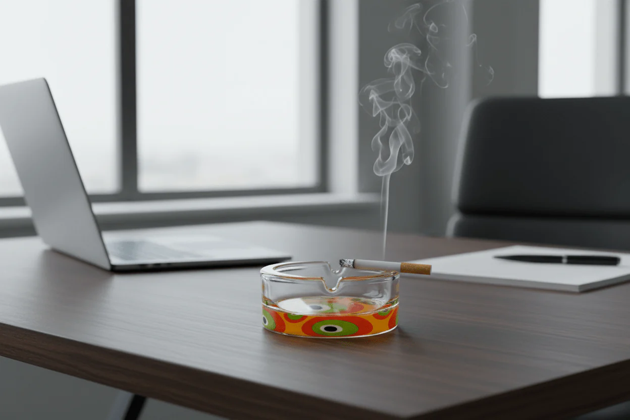 AKDC Round Glass Ashtray 10cm*4cm, Clear and Transparent - Image 2