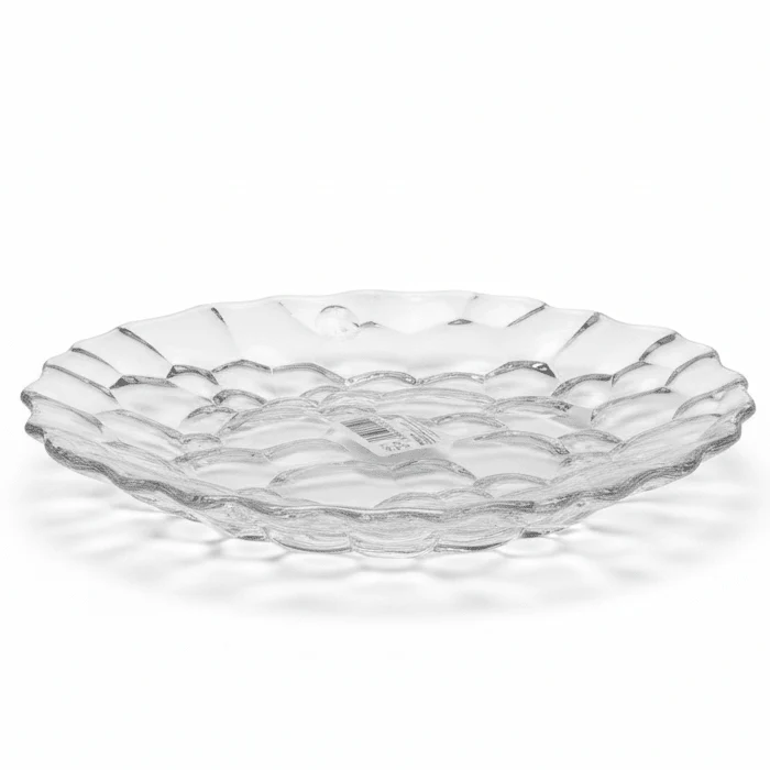 AKDC Round Glass Cake Plate – Classic Serving Plate for Cakes, Pastries & Desserts 20 cm