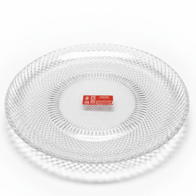 AKDC Round Glass Serving Plate – Classic Plate for Dining, Serving & Food Presentation 25 cm