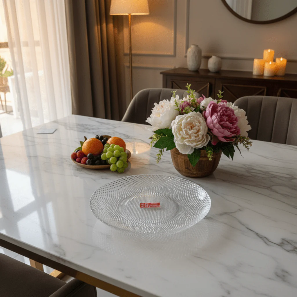 AKDC Round Glass Serving Plate – Classic Plate for Dining, Serving & Food Presentation 25 cm - Image 2