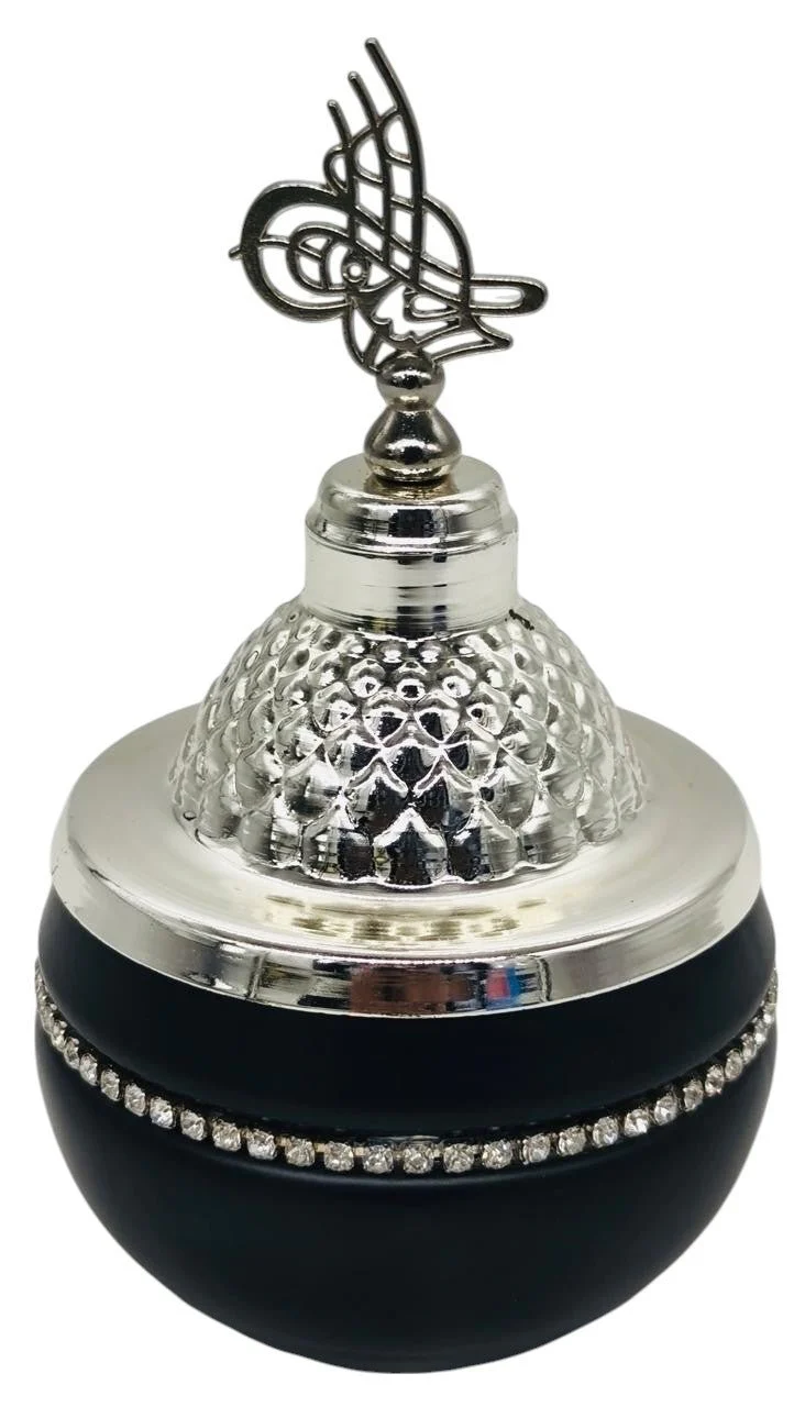 AKDC Round Metal Sugar Pot 15cm*7cm, Black/Silver