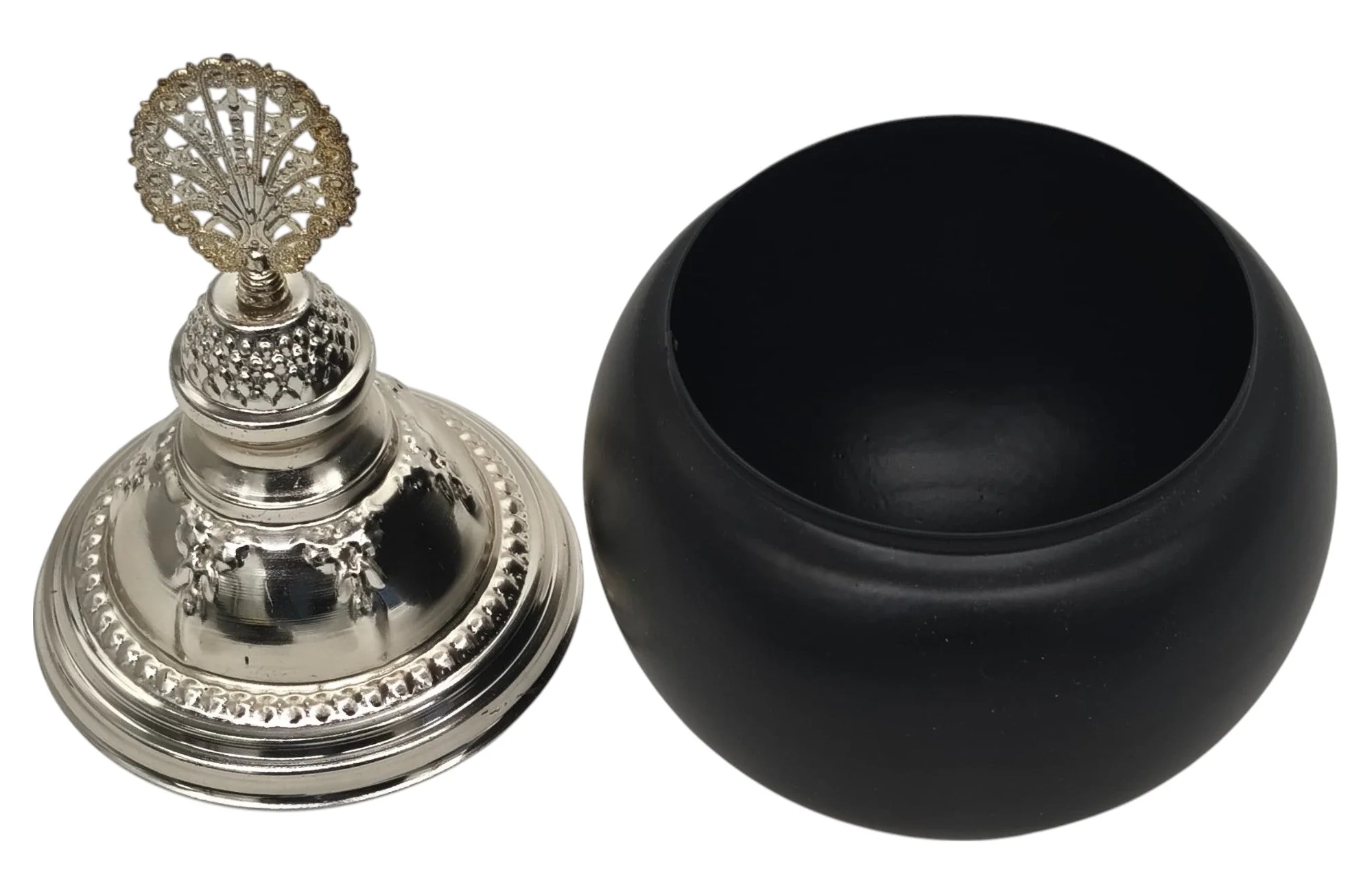 AKDC Round Metal Sugar Pot 20cm*9cm, Black/Silver - Image 3