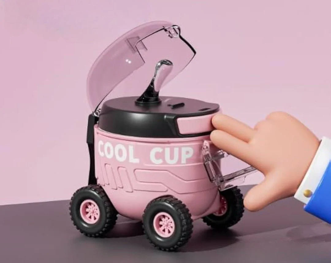 AKDC Cool Cup Rover Water Bottle 550ml, PP Material Body, Pink - Image 2
