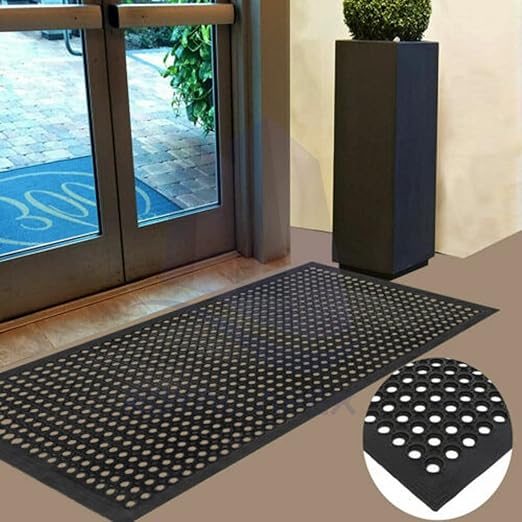AKDC Rubber Mat 150 x 90 cm Large Outdoor Rubber Floor Entrance Mat with Holes Anti Fatigue None Slip Commercial for Industrial Kitchen Restaurant etc - Image 2