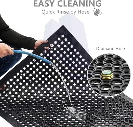 AKDC Rubber Mat 150 x 90 cm Large Outdoor Rubber Floor Entrance Mat with Holes Anti Fatigue None Slip Commercial for Industrial Kitchen Restaurant etc - Image 3
