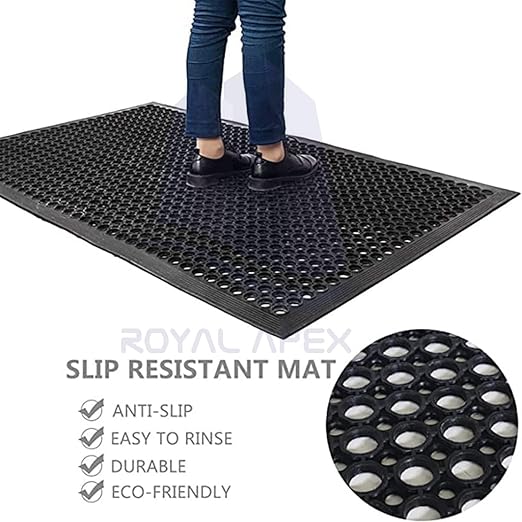 AKDC Rubber Mat 150 x 90 cm Large Outdoor Rubber Floor Entrance Mat with Holes Anti Fatigue None Slip Commercial for Industrial Kitchen Restaurant etc - Image 4